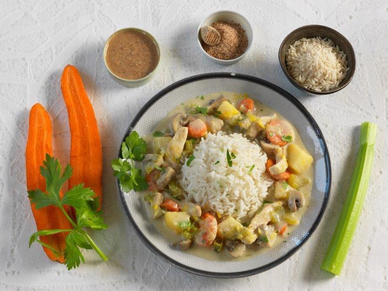 Blanquette de légumes et seitan/poulet